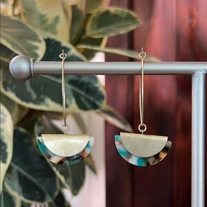 Gold & Tortoiseshell Half-Moon Drop Earrings